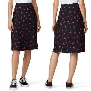 HVN Wiona Cherry Silk Slip Skirt